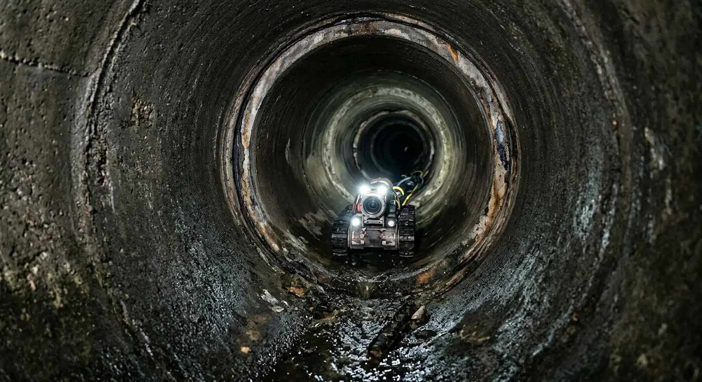 Robotic sewer camera inspecting pipe interior for Sewer Line Repair in Riverton